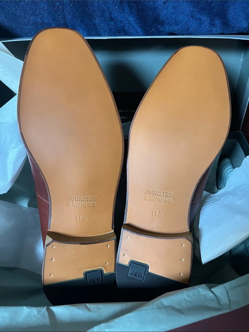 Johnston & Murphy Chestnut Brown Leather Penny Loafers